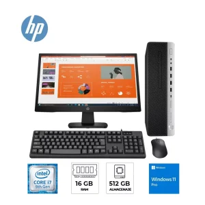 Combo HP ELITEDESK 800 G5 SFF Inte Core I7-9700 / 16GB RAM DDR4 / NVMe 512GB SSD + PANTALLA 22" DIAGONAL FHD