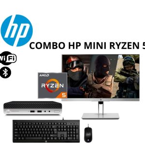 COMBO HP MINI AMD RYZEN 5 2400G 3,6Ghz / Memoria 8GB / SSD 256GB + Monitor HP FHD 22 Pulgadas