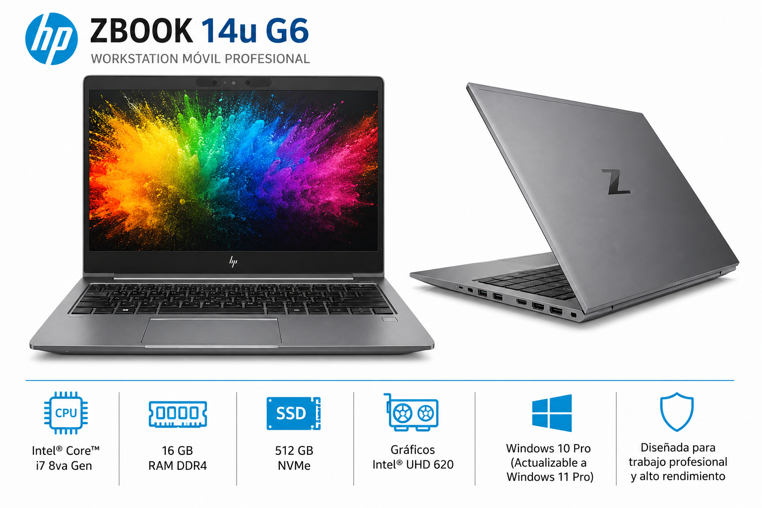 HP ZBOOK 14u G6 Intel Core i7-8665U 1,9Ghz | Memoria 16GB | SSD M